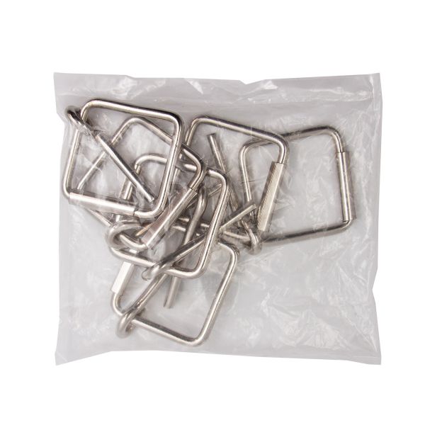 Пряжка ременная металл 40 мм (50х50 мм, d-5 мм), роликовая, никель, 6 шт