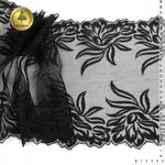 Кружево на сетке (вышитое) арт.T98 245мм цв.черный уп.7м, Kruzhevo