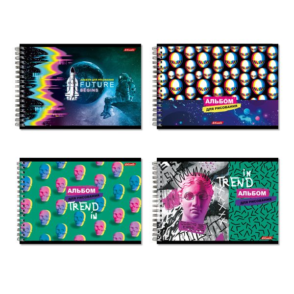 Альбом для рисования 100 г/м², A4 на гребне, 4 шт, 40 л, Игры разума 000238, Светоч 40АЛГР4_1_3_9