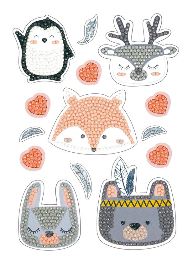 Алмазная (кристальная) мозаика Фрея, Наклейки Животные. Сканди, 14х19.5 см