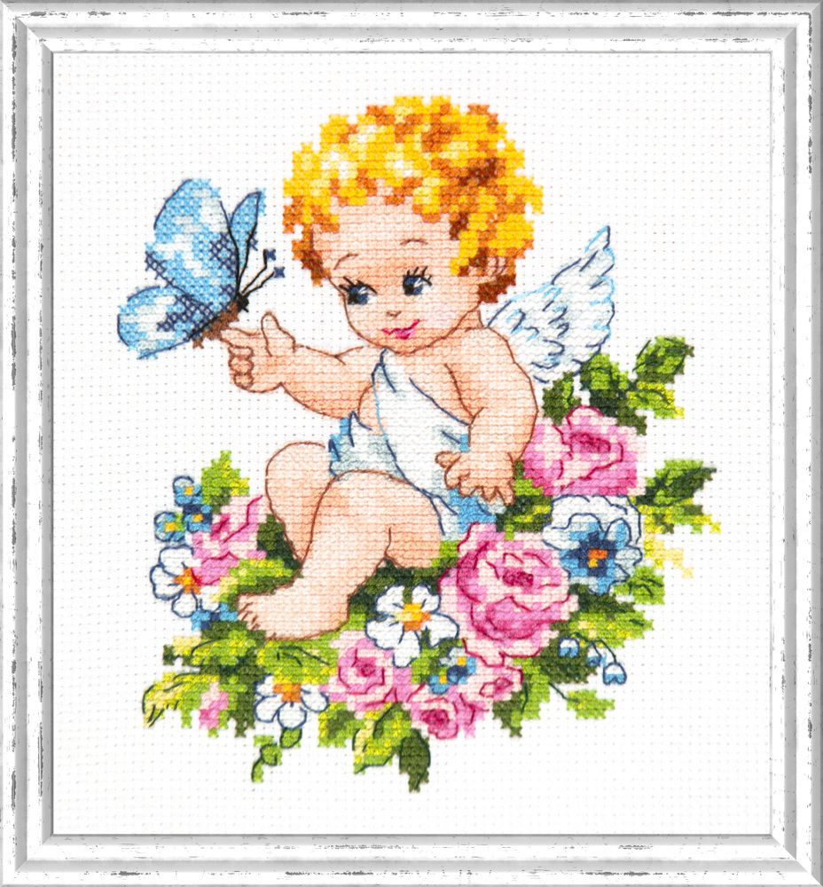 Набор для вышивания нитками Чудесная игла, Ангел нашей любви! 12х15 см