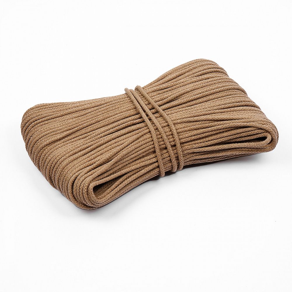 Шнур для вязания х/б ⌀5.0 мм с наполнителем цв.джутовый уп.100м Шнур для вязания х/б ⌀5.0 мм с наполнителем цв.джутовый уп.100м