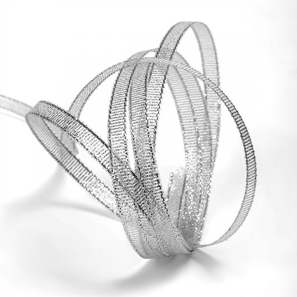 Лента металлизированная 6.0 мм / 22.85±1 метра, серебро, Magic4Hobby