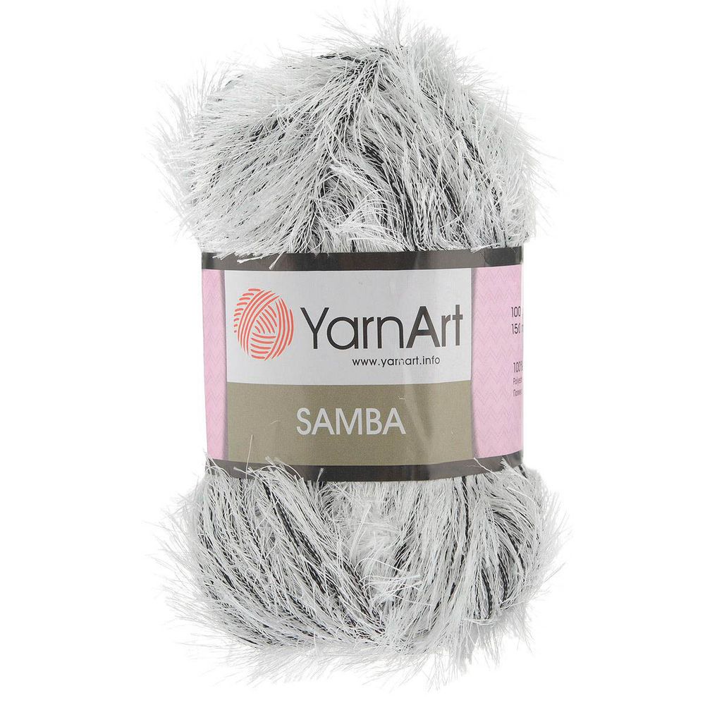 Пряжа YarnArt (ЯрнАрт) Samba, травка / уп.5 мот. по 100 г, 150м, А-64 белый/черный