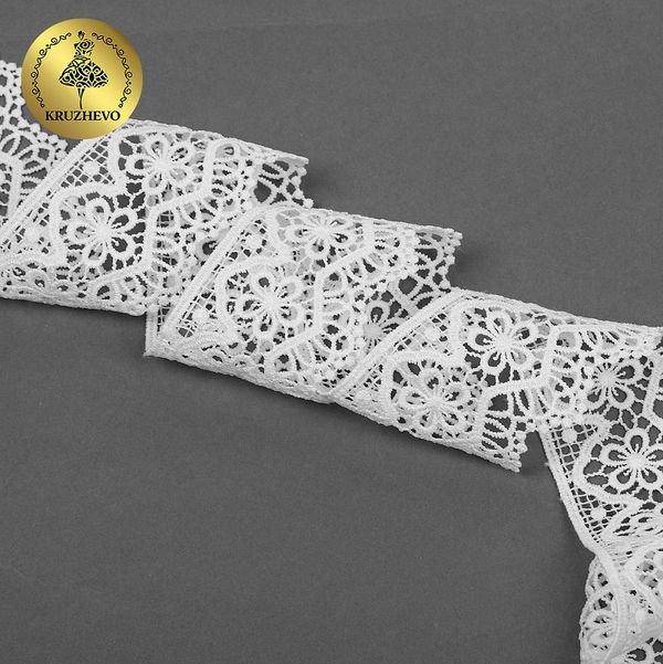 Кружево гипюр (плетёное) 50 мм, матовая нить TBY.0871, цв.белый уп.4.5м, Kruzhevo