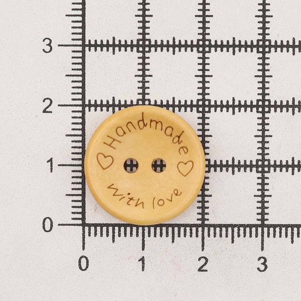 Пуговицы на 2 прокола Handmade with love 32L (20мм), дерево (Yellow (желтый)), W22, 36 шт