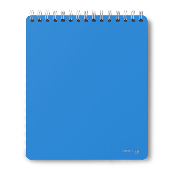 Блокнот с пластиковой обложкой, тиснение серебряной фольгой, 500 мкр, на гребне, A5 60 л., 4 шт, клетка, Голубой 01039, Светоч 60Б29