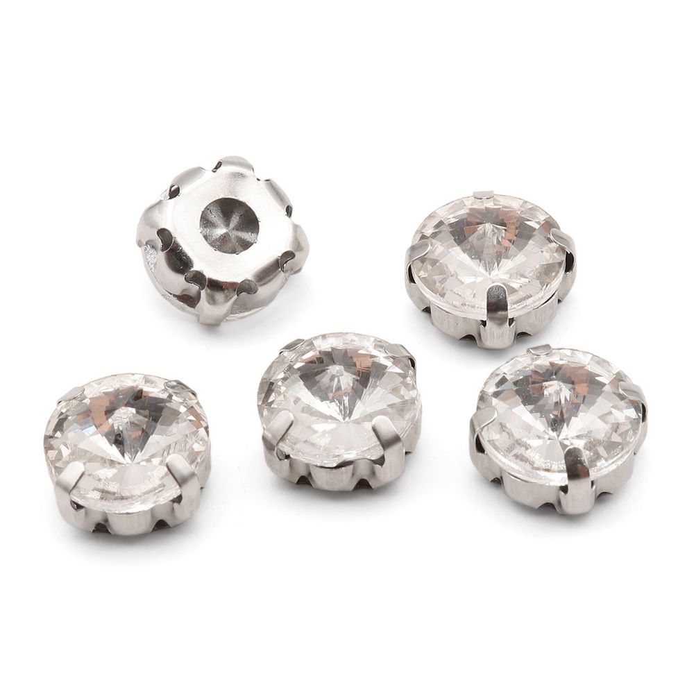 Хрустальные стразы в цапах круглой формы, белый 10 мм, 5 шт. Astra&Craft, РЦ001НН10