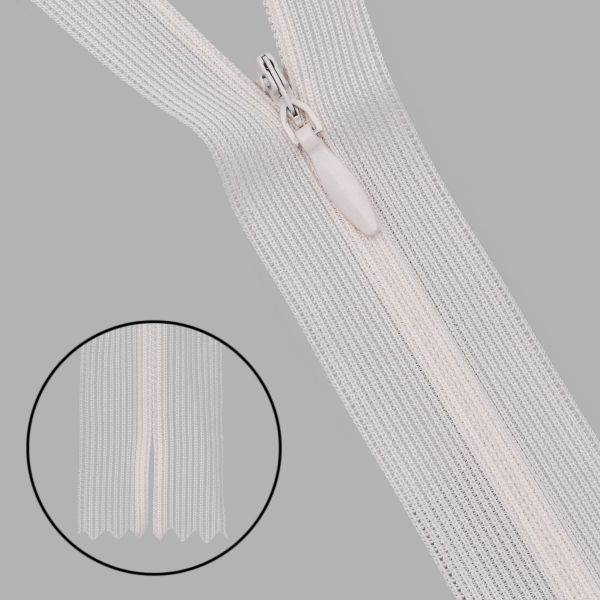 Молния потайная (скрытая) Т3 (3 мм) 1 зам., н/раз., 20 см, нейлон, 293 айвори, 10 шт