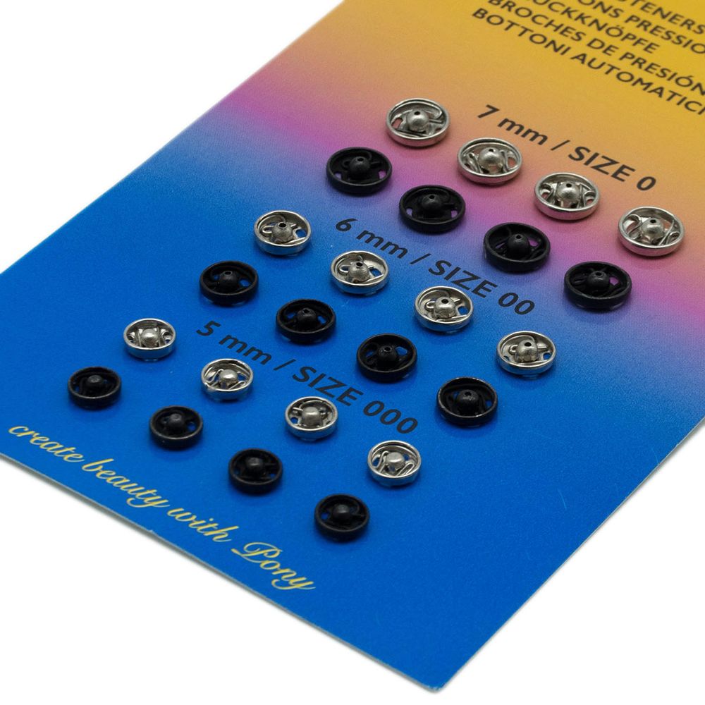 Кнопки одежные 5/6/7мм пластик разноцветный, Pony