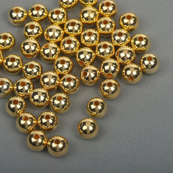 Бусины пластик ⌀10 мм, цв.золотой уп.50 г, Magic4Hobby