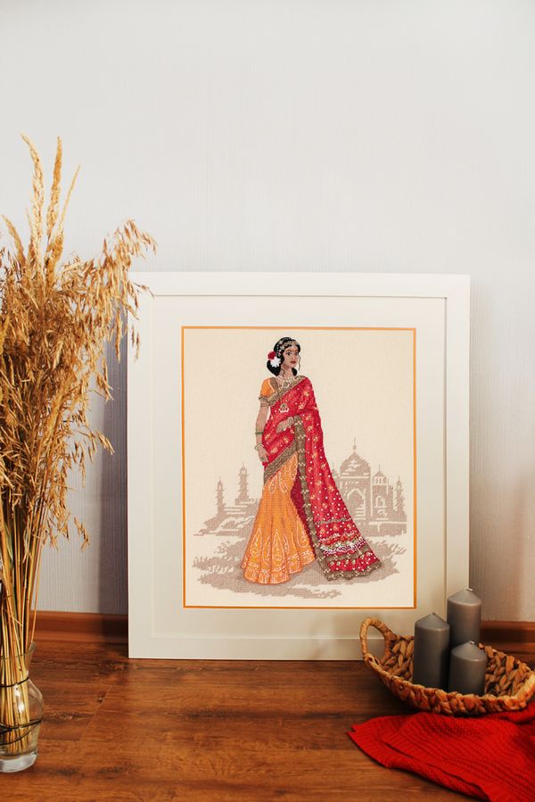 Набор для вышивания нитками Panna, Золотая серия, Женщины мира. Индия, 28.5х34 см