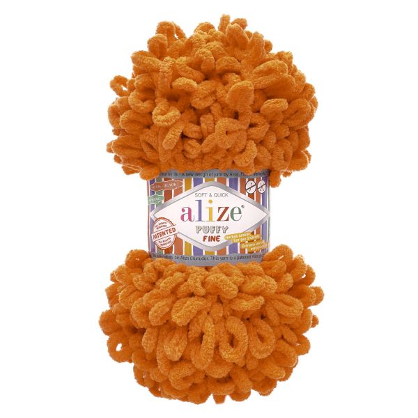 Пряжа Alize (Ализе) Puffy Fine / уп.5 мот. по 100 г, 14.5м, 234 морковный