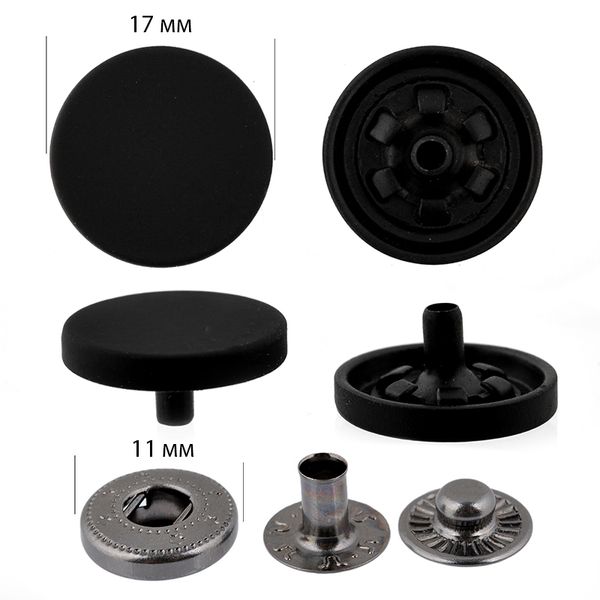 Кнопка Альфа (S-образная) ⌀17.0 мм, ≈50 шт, (внутренние ⌀11 мм) цв.черная резина, TBY