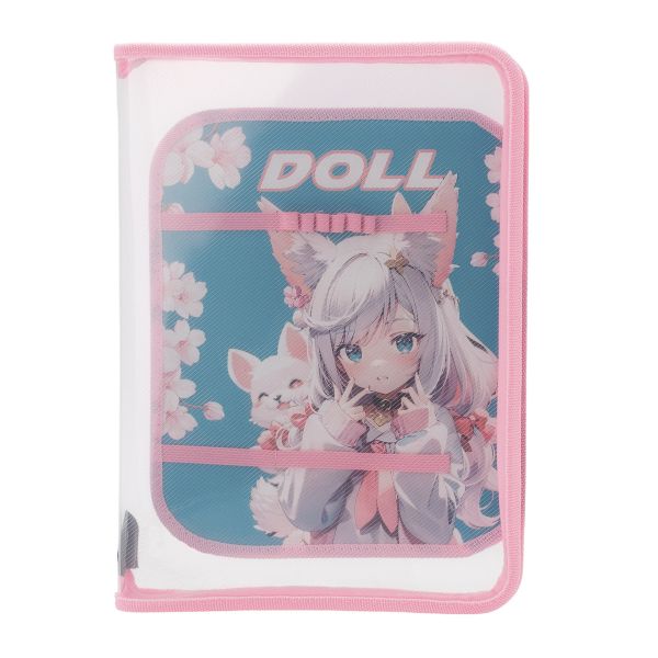 Папка для труда А4 молния вокруг, пластик (кукла с лисенком), ПТР-1