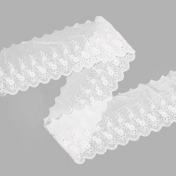 Кружево шитьё х/б 117 мм / 3.4 метра, цвет неотбеленный