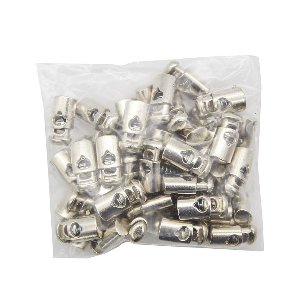 Фиксатор (зажим) для шнура пластик 1 отв., ⌀5.5 мм, 21х11 мм, цилиндр, под металл (никель), 200 шт