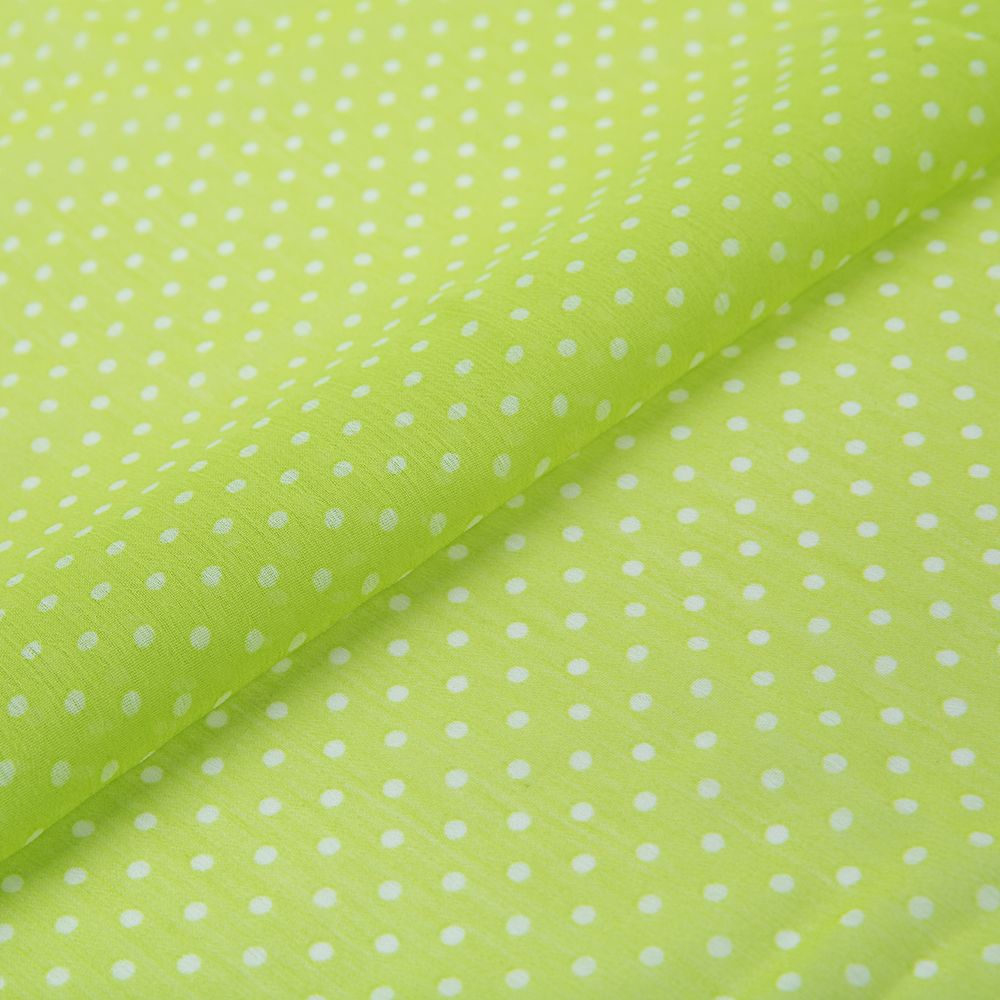 Ткань блузочная Chiffon 68 г/м², 200х147 см, 19 салатовый/ белый, Gamma PC-05