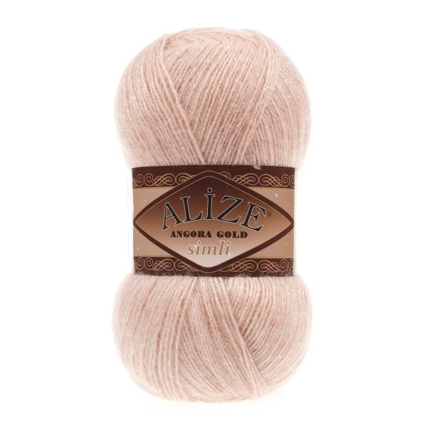 Пряжа Alize (Ализе) Angora Gold Simli / уп.5 мот. по 100 г, 500м, 404 шампань A