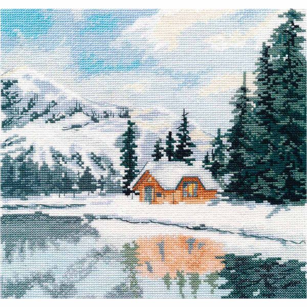 Набор для вышивания нитками Овен, Озеро Луиз 20х20см