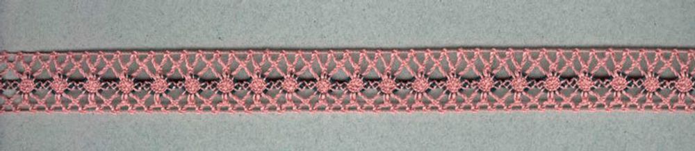 Кружево вязаное (тесьма) 20 мм, пыльно-розовый с цветом морской волны, 30 метров, IEMESA, 65306