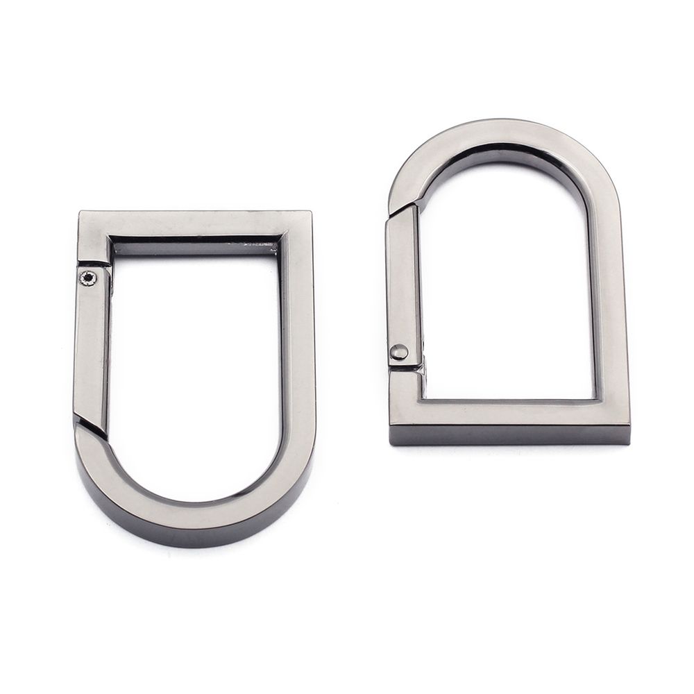 Карабин металл полукольцо 22х40 мм (50х32 мм), чер.никель мет, 2 шт