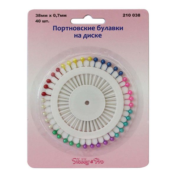 Булавки портновские на диске, в упак. 40 шт, Hobby&Pro, 210038, 5 упак