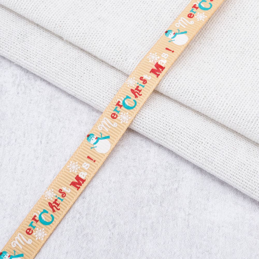 Лента репсовая (в рубчик) с рисунком 10.0 мм / 45.72 метра, НГ 1056, цв. золото, 24428