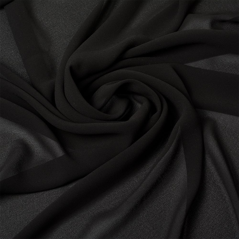 Креп-шифон 105 г/м², шир.150 см, цв.10 черный, 30м /TOS/