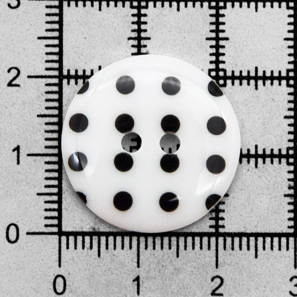 Пуговицы 2 прокола, Горошек 36L (009 бело-черный), 36 шт