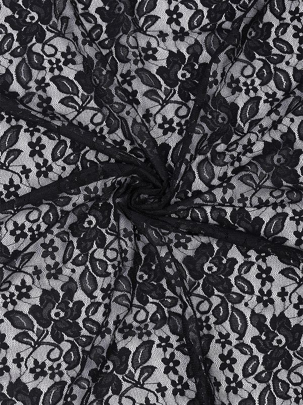 Гипюр стрейч 90 г/м², 150 см / 1 метр, TBY.M0064, черный