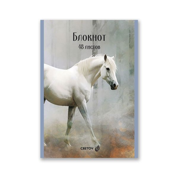 Блокнот на скобе, A5 48 л. 12 шт клетка, Королевский конь 01737, Б262 Светоч