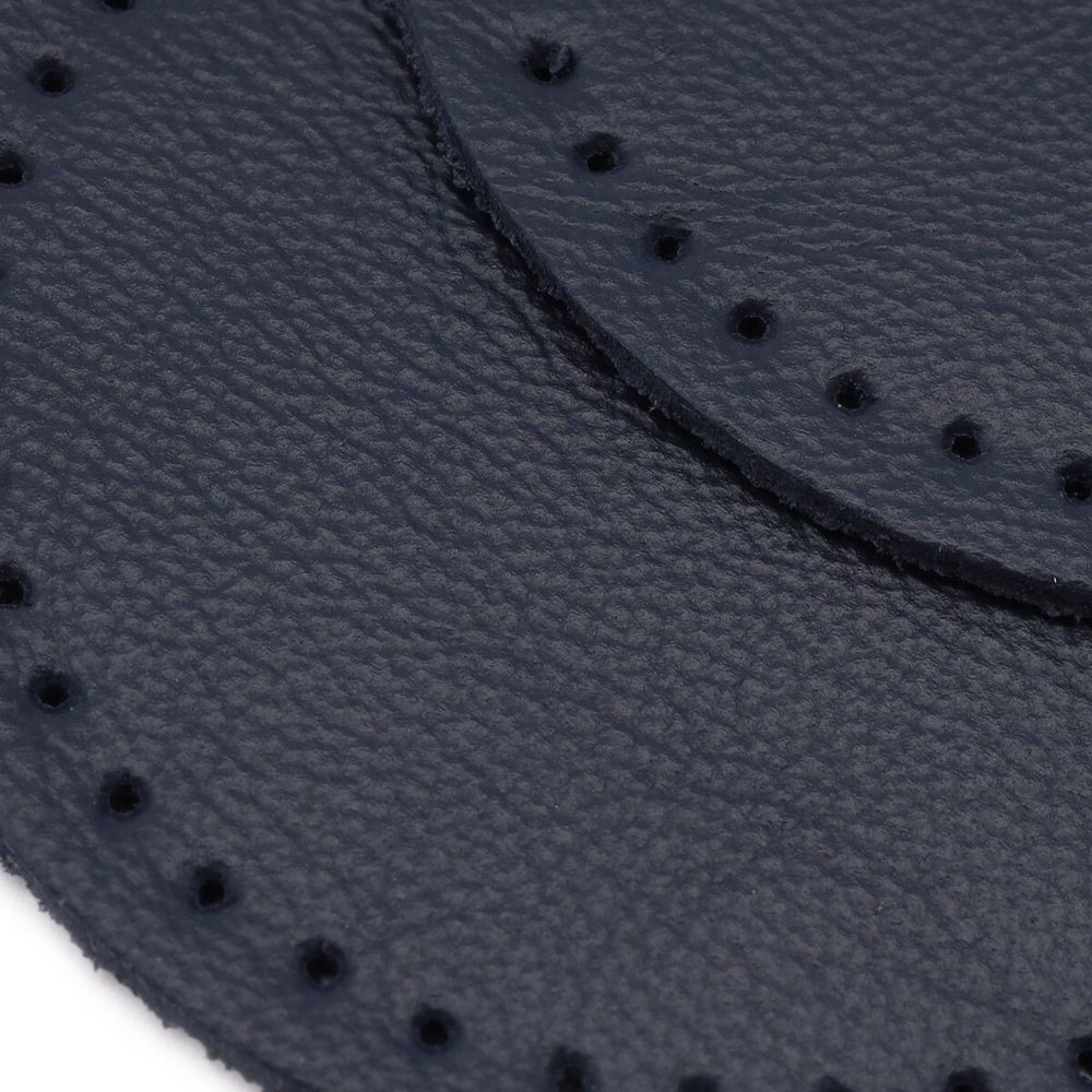 Заплатки пришивные из кожи, круг ⌀6см с перфорацией, 2 шт, 100% кожа, 05 темно-синий, 9111