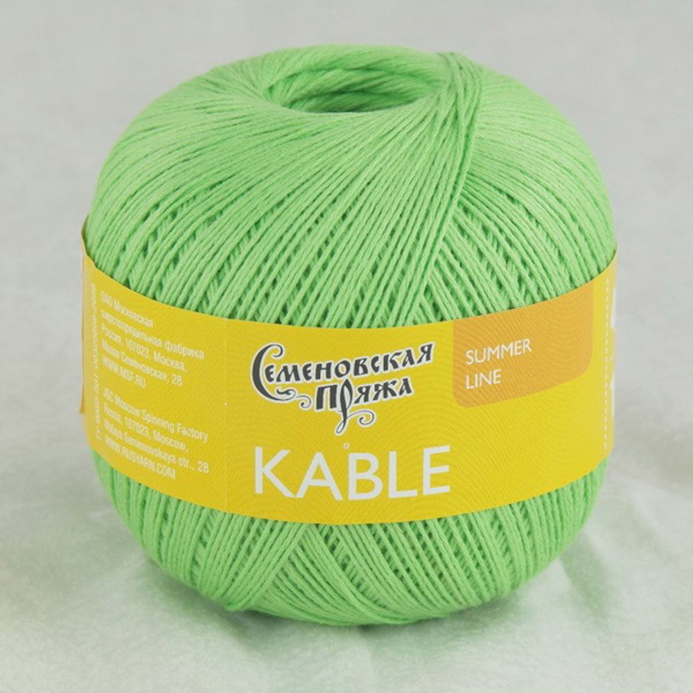 Пряжа Семеновская Kable Кабле / уп.5 мот. по 100г, 430м, 31578 лайм