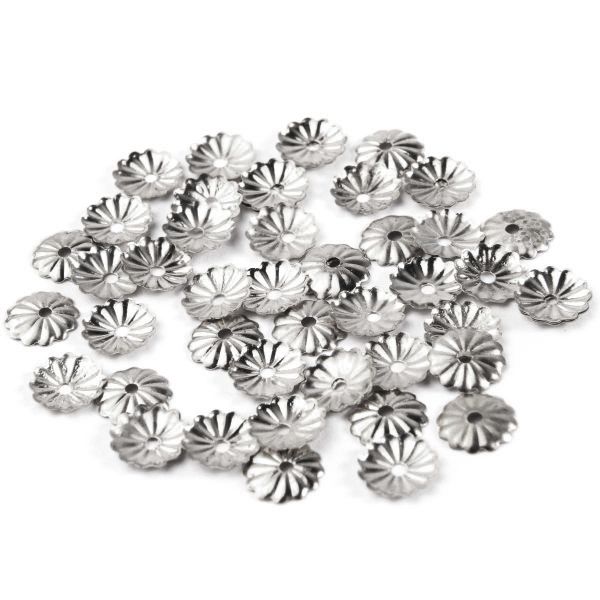 Шапочка для бусин, 5мм 50 шт в упак, Астра, Никель