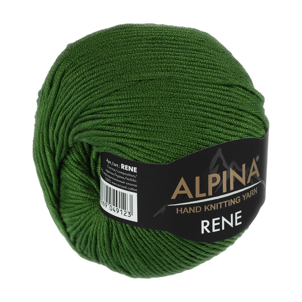 Пряжа Alpina Rene / уп.10 мот. по 50г, 105м, 987 т.зеленый