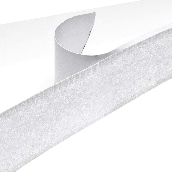 Лента контактная липучка (велкро) клеевая 20 мм / 25 метров, белый, /петля/, 125596 /TOS/