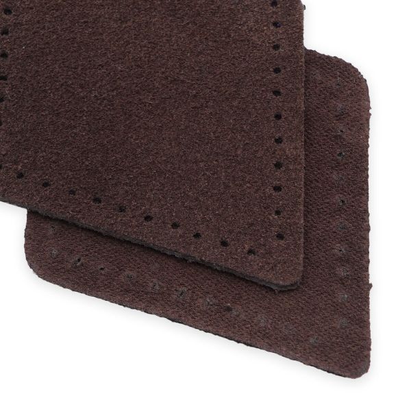 Заплатки пришивные из замши, ромб 6х8,4см с перфорацией, 2 шт, 100% кожа, 21 темно-коричневый, 59115