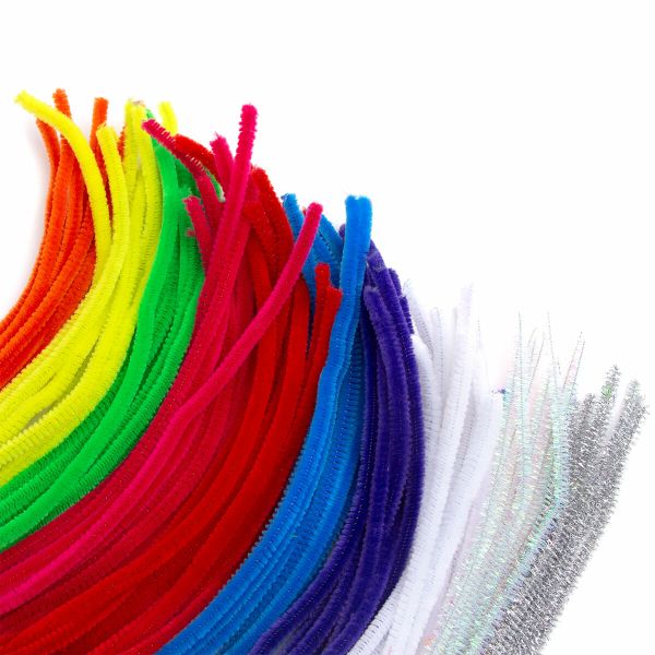 Проволока синельная для творчества пушистая+блестящая 6 мм / 300мм, 10 цветов, 100 шт, Astra&Craft