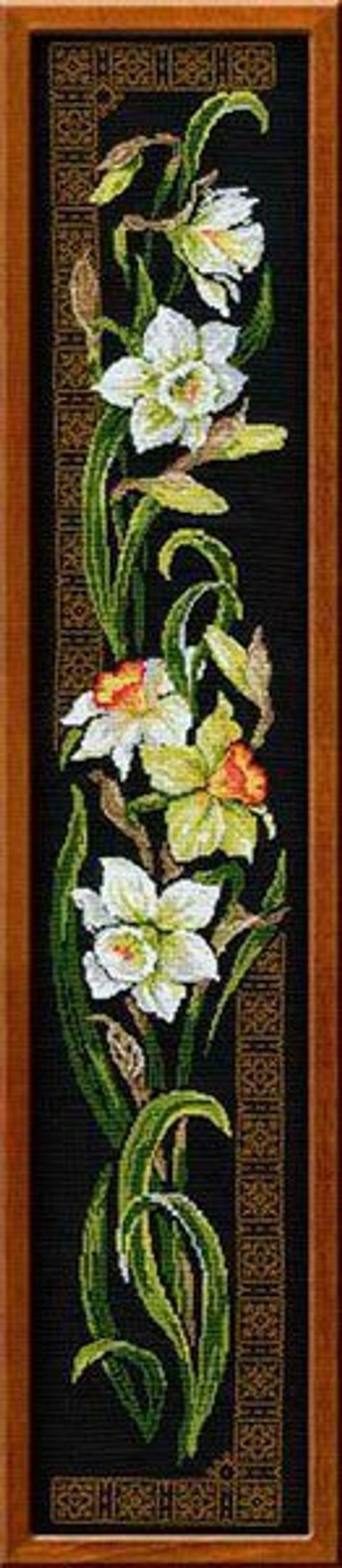 Набор для вышивания нитками Риолис, Нарциссы 20х92 см