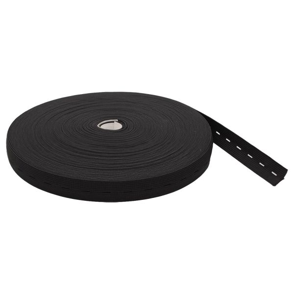 Резинка перфорированная 21.0 мм / 30 метров, вязаная, черный