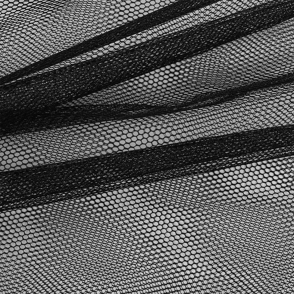 Фатин стрейч крупная сетка 160 см / 45.72 метров, TBY.ST.160.BL, цв.черный