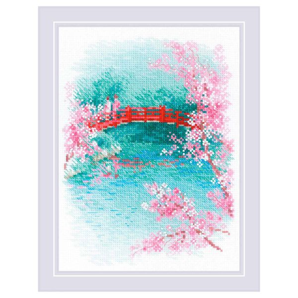 Набор для вышивания нитками Риолис, Сакура. Мостик 18х24см