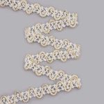 Тесьма отделочная вязаная 21мм / 10м (белый/золото), С808Г7