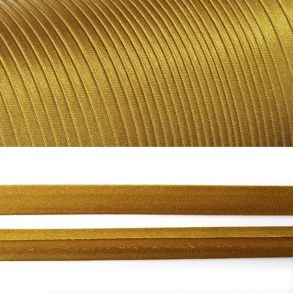 Косая бейка атласная 15 мм / 132±1 метра, BS, 597636, цв.F289 т.горчичный