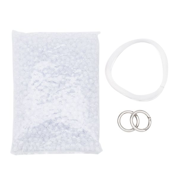 Набор для плетения сумки из акрил. бусин в цвете с белой сердцев., граненый куб, 10мм, Astra&Craft (прозрачный)