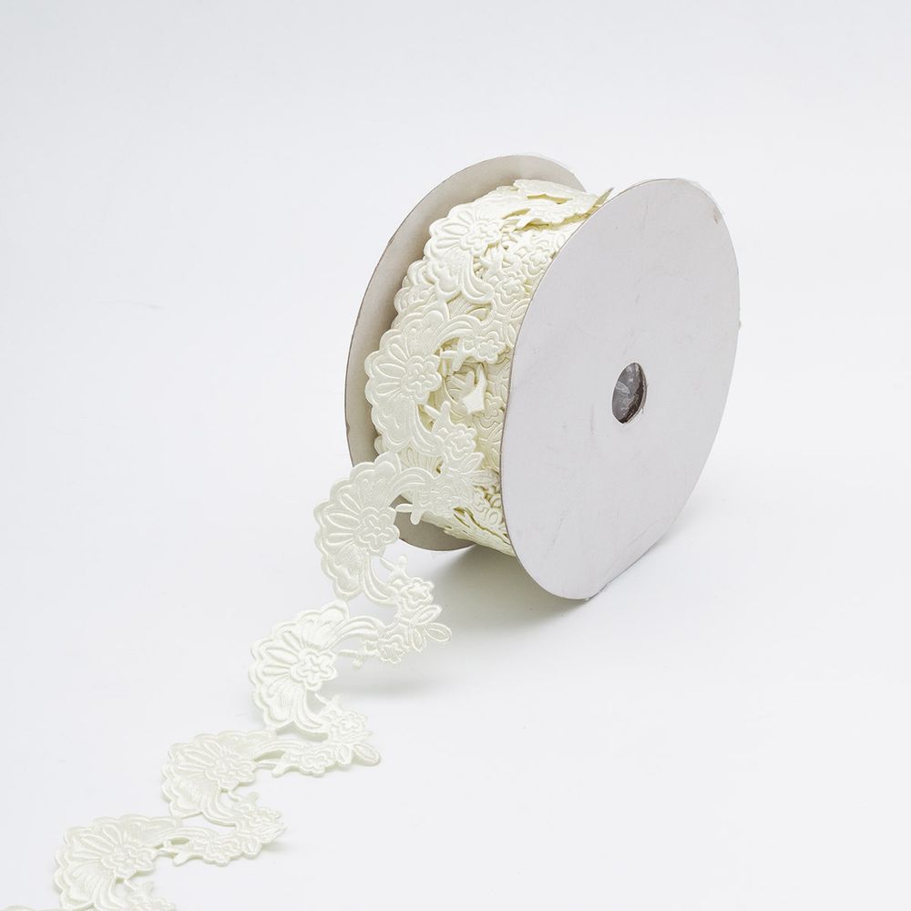 Лента декоративная 45.0 мм / 13.72 метра, молочный, 201432