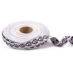 Лента (тесьма) жаккардовая 18.0 мм / 25±1 метров, рис.9797, белый/черный, Gamma С3771Г17 рис.9797