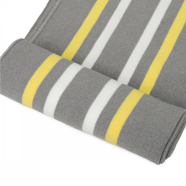 Подвяз (довяз) трикотажный 14.0х100 см, серый с белой и желтой полосами, двухслойный, 5 штук