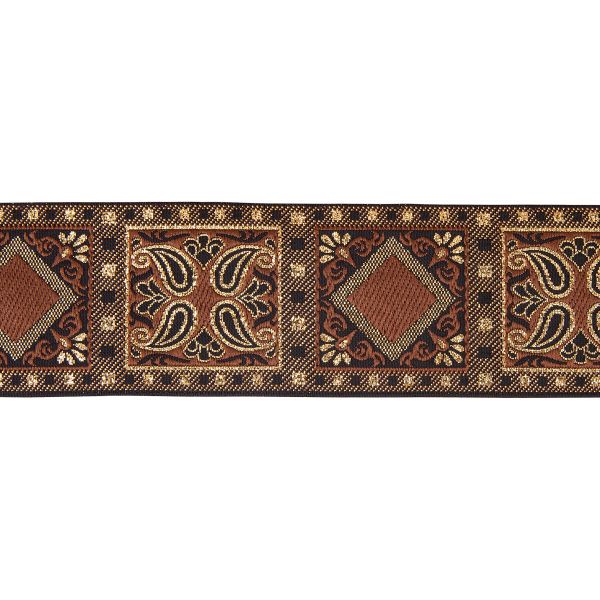 Лента (тесьма) жаккардовая 50.0 мм / 10±0.5 метров, черный/коричневый, Gamma TRJ-119(46)